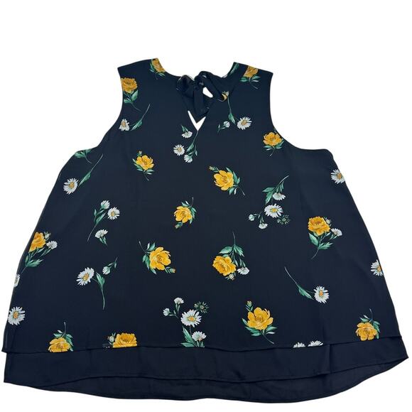 Torrid Sleeveless Floral Chiffon Feminine Tie Neck Cutout Top Women's Size 2/2X - Picture 4 of 6
